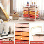 RELAX4LIFE 9 Drawer Rolling Storage Cart - Mobile Drawer Carts for Craft Art Supply Paper Salon, Utility Cart on Wheels for Classroom Teacher School Office, Rolling Cart with Drawers (Macaron)