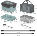 Electric Lunch Box Food Heater 100W, 4 in 1 Ultra Quick Heated Lunch Boxes for Adults 12V/24V/110V/220V Portable Food Warmer for Car/Truck/Office With Fork Spoon and Insulated Carry Bag
