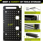 Power Tool Organizer Wall Mount with Charging Station,Cordless Tool Organizer 8 Drill Holder, 4 Layer Storage Rack for Garage Organization,Tool Holder with 8 Outlet Power Strip (Black)