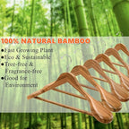 Amber Home 6 Pack Natural Wide Shoulder Bamboo Wooden Suit Coat Hangers, Bamboo Clothes Hangers with Pants Bar, Heavy Duty Bamboo Jacket Hangers for Dress, Pants, Heavy Clothes