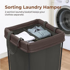 160L Laundry Hamper with Wheels, 2 Section Large Rolling Laundry Basket Bag with Wheels, Clothes Hamper Cart for Laundry, Bedroom, Bathroom and Dorm
