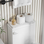 Toilet Paper Basket, Bathroom Basket for Counter Toiletries Towel Decor TP, Toilet Tank Tray, Guest Back of Toilet Organizer Storage, Vanity Tray for Perfume Makeup, Kitchen 13”x6.5” White