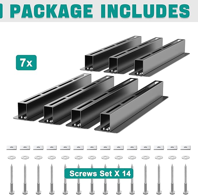 EVERHANGER Ceiling Storage Rack, Heavy Duty Overhead Storage Rack for Garage, Adjustable Ceiling Bin Storage System, 7 Sets for 6 Bins, 16 Inch