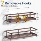 YASONIC Shower Caddy Adhesive, No Drill Bathroom Shower Organizers, with Removable Hooks, Rust Proof Shower Shelves, Wall-Mounted Shower Holder, 2 Pack Bronze