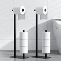 Kitsure Toilet Paper Holder Free Standing - Large Capacity Toilet Paper Holder for 4 Rolls, Rustproof Toilet Paper Stand with Non-Slip Stable Base, Black, 2 Pack