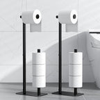 Kitsure Toilet Paper Holder Free Standing - Large Capacity Toilet Paper Holder for 4 Rolls, Rustproof Toilet Paper Stand with Non-Slip Stable Base, Black, 2 Pack