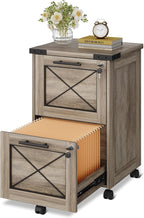DEVAISE 2 Drawer File Cabinet with Hanging Files, Mobile Rolling Storage Cabinet for Home Office, Under Desk Filing Cabinet with Lock, Printer Stand, Gray Oak