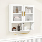 Wall Mounted Bathroom Storage Cabinet Medicine Cabinet with Acrylic Doors & Towel Bar Adjustable Shelves for Bathroom, Laundry Room, Bedroom, Enterway