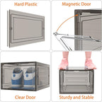 HOMIDEC Shoe Storage, 6 Pack Shoe Organizer Hard Plastic Shoe Box, Shoe Boxes Clear Plastic Stackable, Shoe Boxes with Lids for Size 13, Clear Smoke