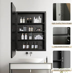 Bathroom Medicine Cabinet with Mirror, 17x27 inch Metal Black Recessed Medicine Cabinet with 3 Adjustable Metal Shelves, Rounded Rectangle Storage Cabinet