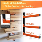 Wefaith Wood Organizer Lumber Storage Rack Wall Mount - Heavy Duty Metal Cantilever Shelves with 3-Level Holds Up 600 Lbs,Indoor & Outdoor Wood Storage Racks for Garage Woodshops Workshops -2 Pack