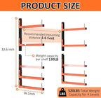 2 Pack Lumber Storage Rack, Wall Mount Removable & Adjustable Lumber Rack with 4-Level Holds Up 520 Lbs, Heavy Duty Metal Garage Wood Rack for Workshop, Basement, Indoor and Outdoor