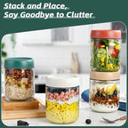 DIMBRAH Overnight Oats Containers with Lids,16oz Glass Jars with Lids - Set Of 4, Practical Oatmeal Container to Go, Chia Seed Pudding Jars, Baby Food Containers