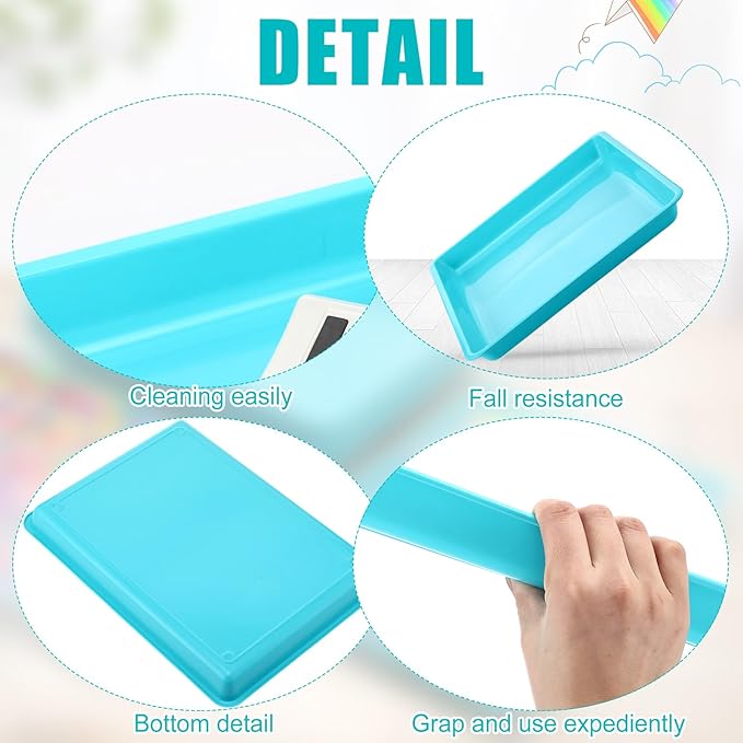 Hoteam 10 Pcs Flat Storage Organizer Tray Bin Letter Size Paper Tray for Classroom Plastic Stackable File Organizer for School Office Teacher Book Organization(Light Blue,16.14 x 11.81 x 1.38 Inch)