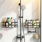 Shower Caddy 3 Pack - Shower Organizer Shelves Rack Rustproof No Drill Self Adhesive Shower Caddies with Soap Dish & Side Hooks for Bathroom Kitchen Storage, Black