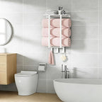 Towel Rack with Shelf and 3 Hooks, Bethom Towel Holders for Bathroom Wall Mounted, Metal White Towel Racks can Hold 3 Large Bath Sheets Blanket