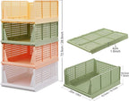 4-Pack Folding Wardrobe Storage Box Plastic Drawer Organizer Stackable Shelf Baskets Cloth Closet Container Bin Cube Home Office Bedroom Laundry Drawer Dividers for Clothes Toy Organization (Colorful)
