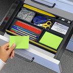 Acrimet Desk Drawer Organizer Tray with 8 compartments Bin Multi-Purpose for Desk Supplies and Accessories (Plastic) (Black Color)