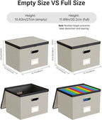 Oterri File Organizer Boxes with Lids, File Box with Mesh Pockets, Document Organizer Box for Letter Size Folders, Zippers Important Document Organizer (Beige, Large-2 Pack Without Folders)