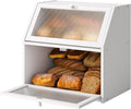 Bread Box for Kitchen Countertop Bin Double Layer Bread Box Storage Container Extra Large Capacity with Diamond Pattern Windows (White, Extra Large)