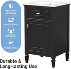 20 in Small Bathroom Vanity with Sink,Soft Closing Door,Tilt-Out Drawer and Adjustable Shelf,Solid Wood Modern Single Bathroom Sink Cabinet,Freestanding (Black)