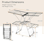 Giantex Clothes Drying Rack, Foldable Laundry Drying Rack with 33 Drying Rails, 3-Level Adjustable Height, Versatile Clips, Wave-Shaped Bars, Collapsible Freestanding Airer for Indoor Outdoor