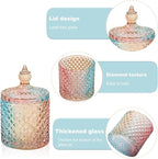 2 Pack Qtip Holder Glass Bathroom Accessories Vanity Organizers and Makeup Storage for Cotton Swabs, Balls, Pads, Floss Picks, Candy, Small and Large Rainbow