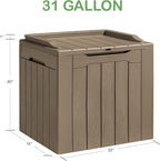 Homall 31 Gallon Resin Deck Box Waterproof Outdoor Storage Lockable Indoor Outdoor Organization and Storage Container for Patio Furniture Cushions, Garden Tools (Khaki)