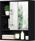 ChooChoo Bathroom Wall Mirror Cabinet, Medicine Cabinet with Single Door and Adjustable Shelf, Over The Toilet Space Saver Storage Cabinet, Black