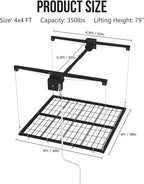 4x4 FT Overhead Garage Lifting Storage Rack, 350 lbs Capacity & 79"Lifting, Metal Garage Ceiling Rack, Adjustable Storage System with Safety Lock