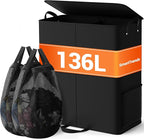 Large Double Laundry Hamper with Lid, Removable Bags & Reinforced Handles, 2 Section Tall Laundry Basket, Dirty Clothes Hampers for Laundry Room, Bedroom, Bathroom, Dorm, 136L, Black