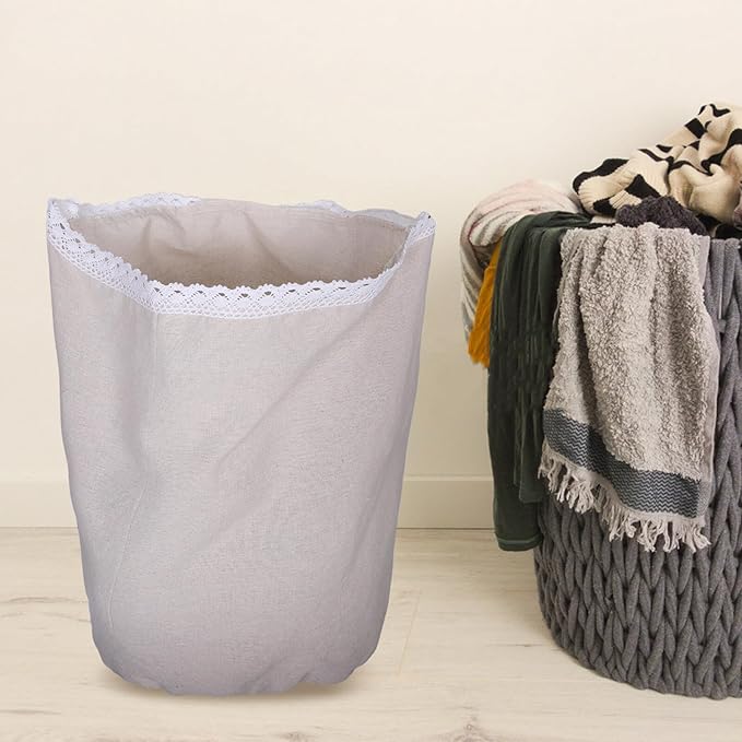 Farmhouse Fabric Liner Replacement, Effectively Protect Clothing for Woven Laundry Basket Washable Cloth Insert for Bedroom Bathroom Hampers Fit Basket Cloth Insert