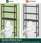 Smiry Over The Toilet Storage Cabinet, 3-Tier Bamboo Bathroom Organizers with Adjustable Shelf & 4 Hooks, Space Saving Shelf Rack for Bathrooms, Laundry Room, Balcony, Brown