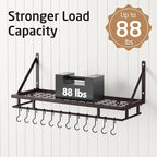 KES 30-Inch Oiled Bronze Pot Rack, Wall Mounted Hanging Pot and Pan Organizer with 12 Sturdy Hooks, Kitchen Wall Hanger Shelves Farmhouse Style, KUR215S75A-OB