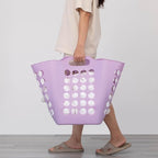 Flexible Plastic Laundry Basket - Square Storage Hamper with Side Handles for Easy Carrying - Versatile Organizer for Laundry, and Household Storage, Purple 50 Litter