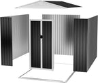 6x9FT Metal Storage Shed, Garden Tool Shed with Lockable Double Door & Sloping Roof, Outdoor Backyard Storage（Grey）