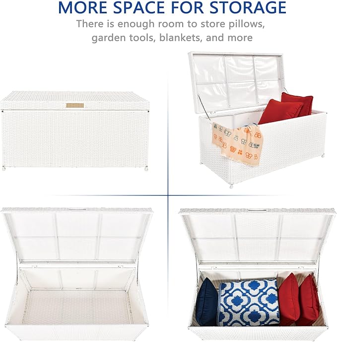 Outdoor 70 Gallon Wicker Deck Storage Box Color: White