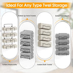 Towel Racks for Bathroom,Towel Rack Wall Mounted, 6 Tier Rolled Or Folded Towel Holder with Floating Shelves, Bathroom Towel Holder for Bath, Hand Towels,Metal,Walnut Wood Panel