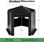 AMERLIFE Heavy-Duty 9.7×10.2×8.4 FT Pentagonal Black Storage Shed, Portable Garden Shelter with Large PVC Windows, Mesh Storage Pockets & Ceiling Hooks