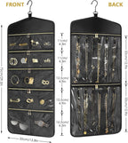 CHICECO Travel Jewelry Holder Organizer,Hanging Jewelry Organizer Storage With Zippered Pockets for Cloest,Wall,Door,Jewelry Holder for Earrings, Necklaces（Upgrade Black）