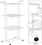 HOMIDEC Clothes Drying Rack, Large 4-Tier Foldable Drying Rack Clothing(67.7H x 19.7W x 30L Inches), Movable with 4 Castors. Multifunctional Stainless Steel Laundry Drying Rack, White