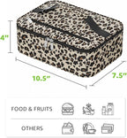Small Lunch Box Insulated Lunch Bag for Women Men, Bento Kids Lunch Box, Compact Portable Thermal Meal Cooler Bags with Buckle Handle for Work & School, Leopard Print 5L