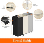 Lifewit Triple Laundry Hamper with Lid and Removable Laundry Bags, Large Collapsible 3 Dividers Dirty Clothes Basket with Handles for Bedroom Laundry Room Closet Bathroom College,185L Black&White&Gray