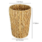 Small Wicker Trash Can, Small Bathroom Trash Can, Boho Waste Basket for Bedroom, Home, Office, Water Hyacinth Wicker Waste Basket for Bathroom, Compact Spaces (Round, 2 Gallon)
