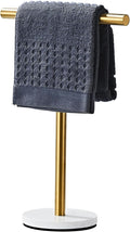 Hand Towel Holder, 15 Inch T-Shape Freestanding Towel Rack Stand for Bathroom & Kitchen Countertop with Brushed Gold Finish and Marble Base