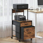 2-Drawer File Cabinets for Home Office, Filing Cabinet with Charging Station, Vertical Office Cabinet with Open Storage Shelf, Printer Stand with Drawer Fits A4 or Letter Size for Home Office