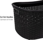 Mind Reader 40L Laundry Basket, Clothes Hamper, Premium Wicker Design, Plastic, Black