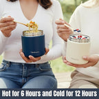Stainless Steel Insulated Food Jar Set of 2 (16oz + 12oz) | Wide Mouth | Hot Food Lunch Container | Thermal Lunch Box | Insulated Soup Bowl | Hot & Cold Lunch Box for Adults, Teens | Vanilla