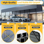 EROMMY 14'x30' RV Carport, Heavy Duty Car-Port with Reinforced Metal Frame, Weather-Resistant Galvanized Steel Roof Shelters, Outdoor Car-Shed for RV, 2 Vehicles, Truck, Boat and SUV, Gray