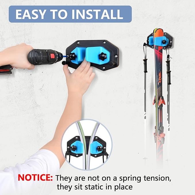 Hikeen Ski Wall Mount, Snowboard Wall Mount, Wall Mounted Ski Storage Rack for Garage Organizer System, Fits Any Ski/Snowboard Display(1Pack)